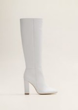 Mango Leather high-leg boots in white – retro footwear – 70s vintage inspired