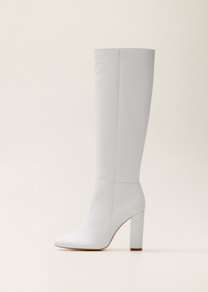 Mango Leather high-leg boots in white – retro footwear – 70s vintage inspired - flipped