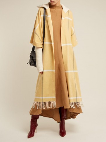 ROKSANDA Leisha yellow hooded checked wool coat