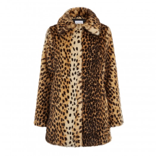 WAREHOUSE LEOPARD FAUX FUR COAT in Animal / glamorous winter coats