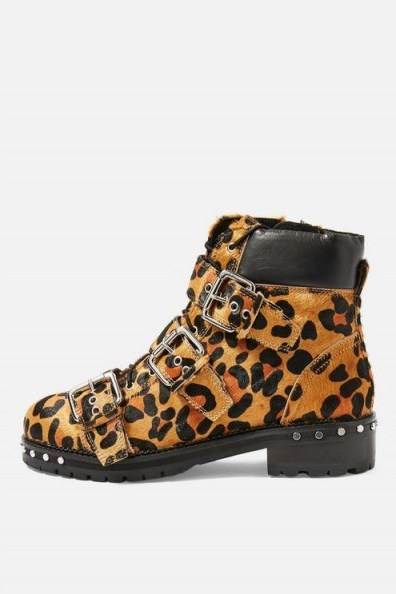 Topshop Leopard Print Hiker Boots in True Leopard | animal print buckled boot - flipped