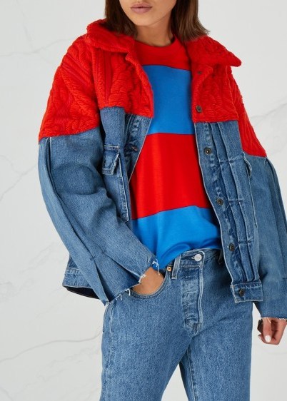 LEVI’S MADE & CRAFTED Blue Denim and red cable-knit jacket - flipped