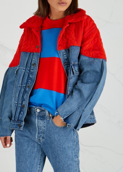 LEVI’S MADE & CRAFTED Blue Denim and red cable-knit jacket