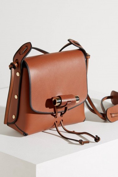 Liebeskind Boxy Crossbody in Brown Leather - flipped