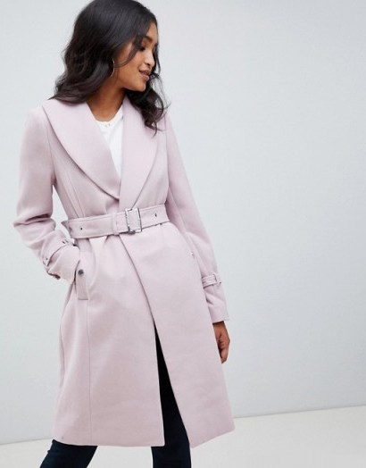 Lipsy Lilac Wool Coat with Shawl Collar - flipped