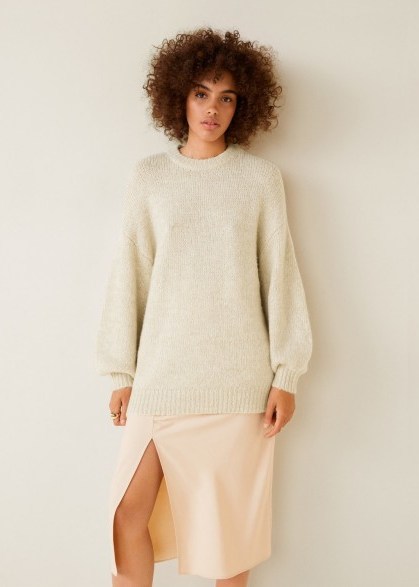 MANGO Long knit sweater in Ecru ~ Autumn neutrals - flipped