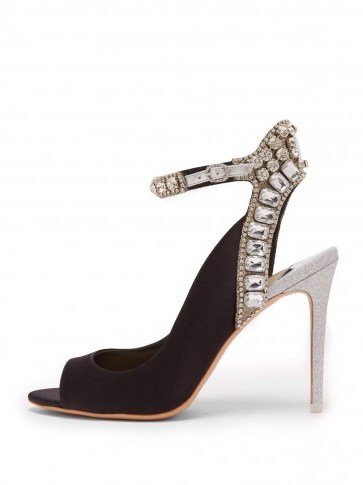 SOPHIA WEBSTER Lorena crystal-embellished black satin heels - flipped