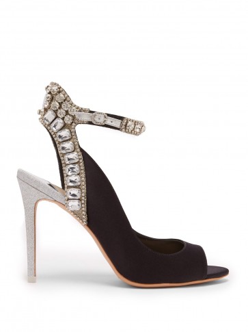 SOPHIA WEBSTER Lorena crystal-embellished black satin heels