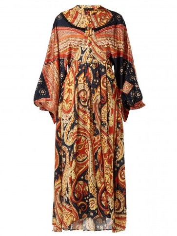 ETRO Lupe paisley-print satin long dress ~ bohemian chic - flipped