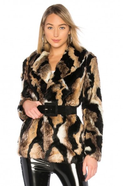 MAJORELLE COLTON COAT WILDCAT – 70s inspired patchwork faux fur – retro winter coats - flipped