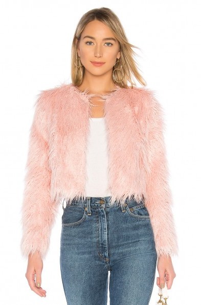 MAJORELLE HEATHER COAT CANDY PINK – shaggy faux fur - flipped