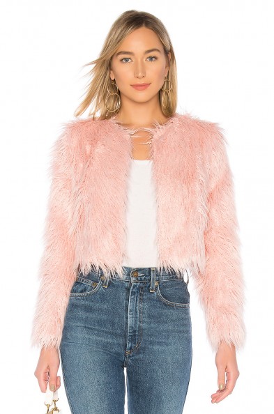 MAJORELLE HEATHER COAT CANDY PINK – shaggy faux fur
