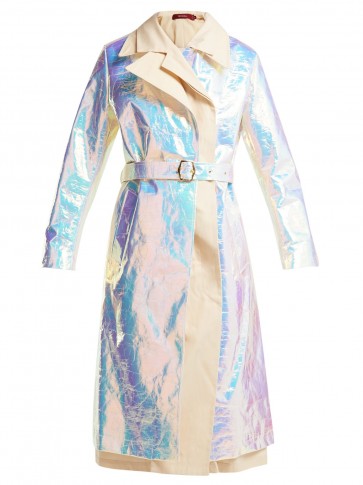 SIES MARJAN Mamie iridescent cotton trench coat – shiny belted mac