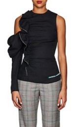 MARIANNA SENCHINA Embellished Ruffled One-Shoulder Blouse ~ chic jacquard-knit top