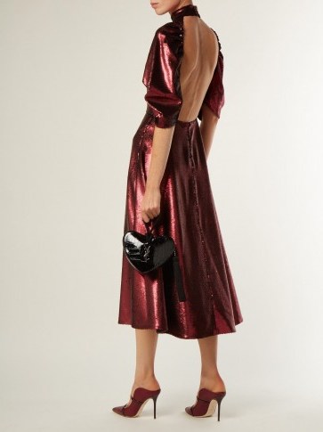 EMILIA WICKSTEAD Mariel open-back burgundy sequinned gown ~ rich red metallic dress - flipped
