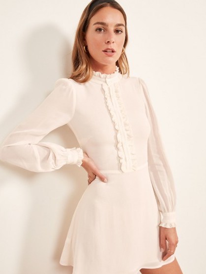 REFORMATION Mathilda Dress in Ivory ~ romantic style clothing - flipped