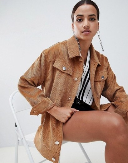 Missguided cord trucker jacket in brown ~ Autumn fashion - flipped
