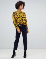 Missguided Intarsia Animal Print Jumper in Yellow