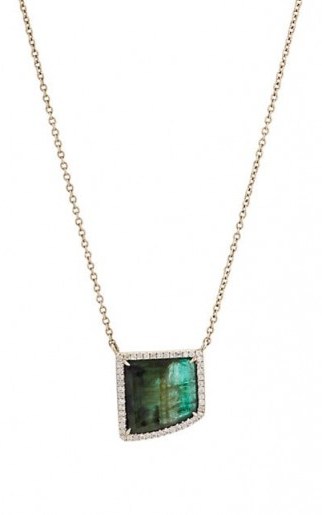 MONIQUE PÉAN Emerald & Diamond Pendant Necklace ~ green stone pendants - flipped