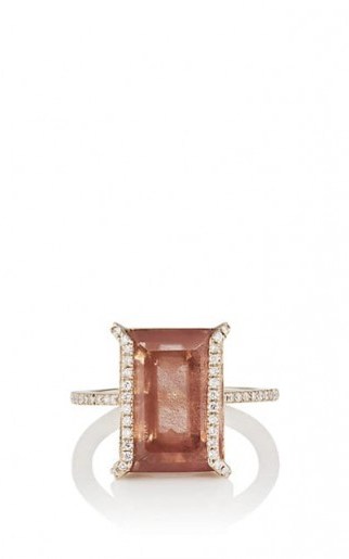 MONIQUE PÉAN Pink Sunstone & White Diamond Ring - flipped