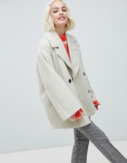 Monki double-breasted jacket in creme - flipped