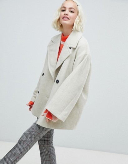 Monki double-breasted jacket in creme