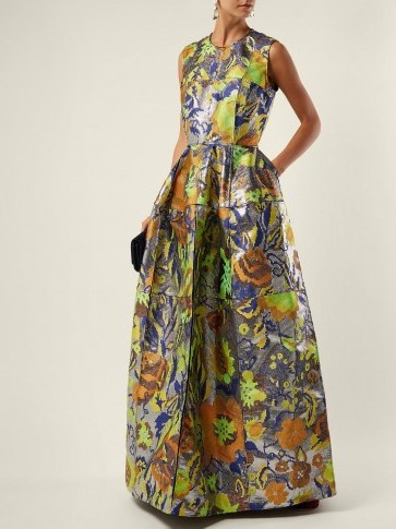 MAISON RABIH KAYROUZ Mosaic patchwork floral-jacquard gown ~ long luxe event wear - flipped