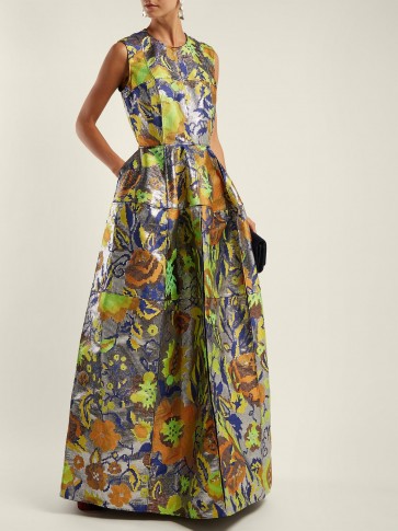 MAISON RABIH KAYROUZ Mosaic patchwork floral-jacquard gown ~ long luxe event wear
