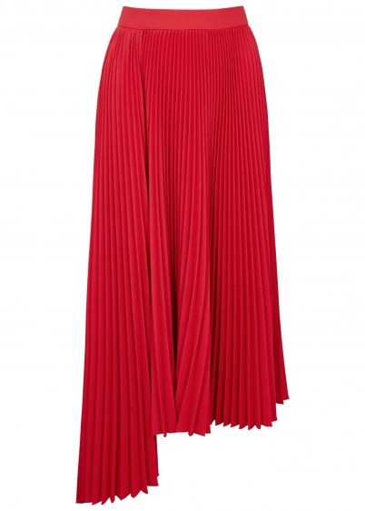MSGM Red pleated asymmetric midi skirt - flipped