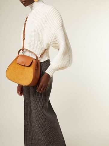 NICO GIANI Myria tan-brown leather and suede cross-body bag ~ chic handbags - flipped