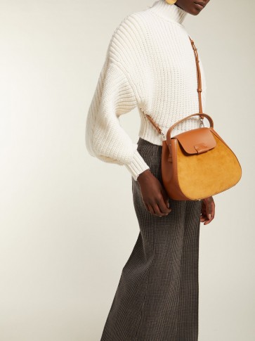 NICO GIANI Myria tan-brown leather and suede cross-body bag ~ chic handbags