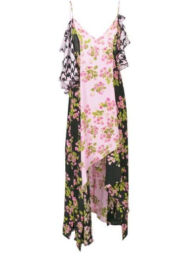 NATASHA ZINKO Pink and black floral print slip dress