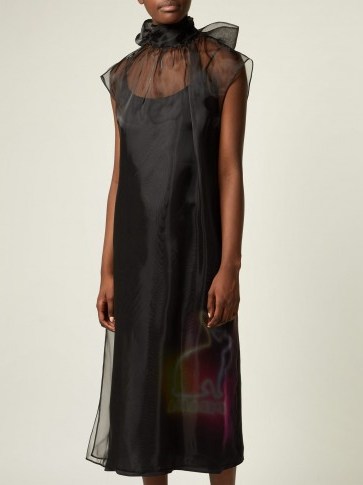 PRADA Neon rabbit-print black silk-organza dress ~ chic lbd - flipped