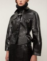 OFF-WHITE C/O VIRGIL ABLOH Croc-effect leather jacket in black.