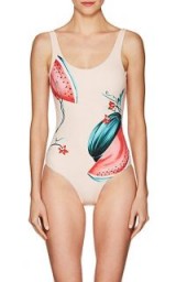 ONIA Kelly Watermelon-Print One-Piece Swimsuit in peach ~ fruit printed swimwear
