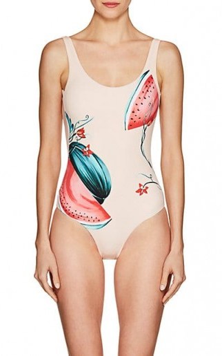 ONIA Kelly Watermelon-Print One-Piece Swimsuit in peach ~ fruit printed swimwear - flipped