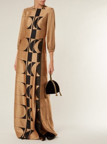 CARL KAPP Osiris gold abstract jacquard gown ~ chic vintage style clothing - flipped
