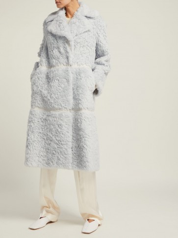 VIKA GAZINSKAYA Oversized pastel-blue faux-fur coat