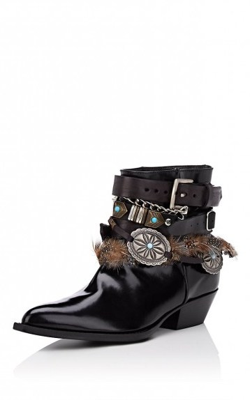 PHILOSOPHY DI LORENZO SERAFINI Black Leather Buckle Ankle Boots / embellished Cuban heels - flipped