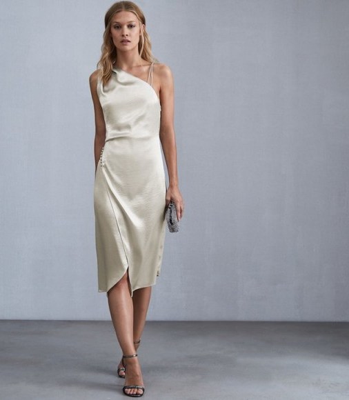 REISS POSITANO STRAPPY COCKTAIL DRESS SILVER ~ pure luxe - flipped