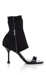 PRADA Black Patent Leather & Tech-Knit Sock Sandals / contemporary heels