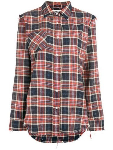 R13 check pattern frayed trim shirt - flipped