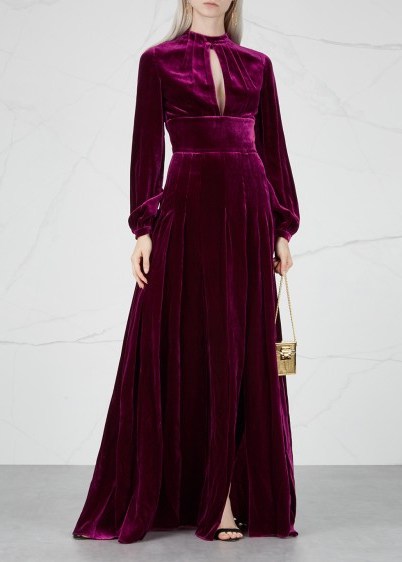 RAQUEL DINIZ Alma magenta silk velvet gown ~ jewel tone event wear - flipped