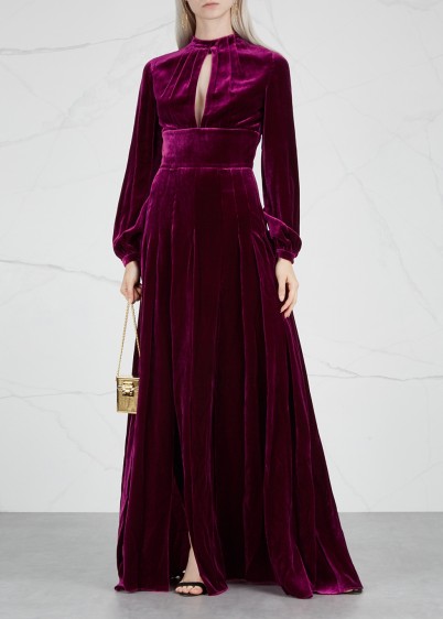 RAQUEL DINIZ Alma magenta silk velvet gown ~ jewel tone event wear