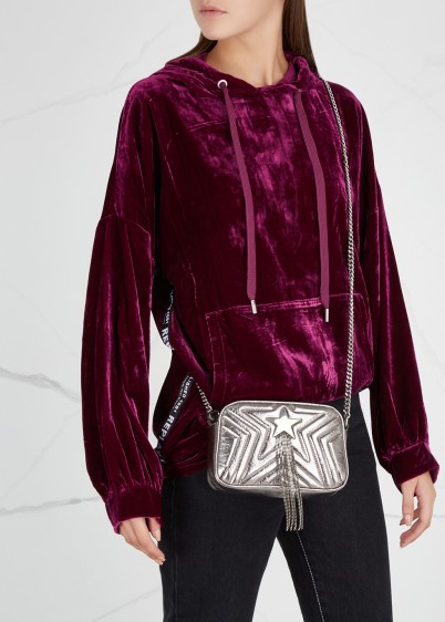 REPLAY Magenta oversized velvet sweatshirt ~ casual luxe top