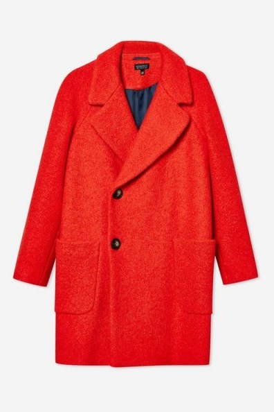 TOPSHOP Red Seamed Boucle Coat - flipped
