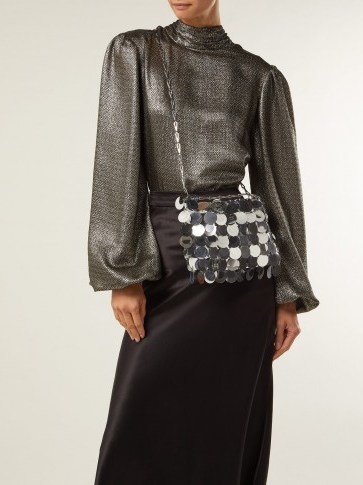 PACO RABANNE Silver Sequin-covered leather bag - flipped