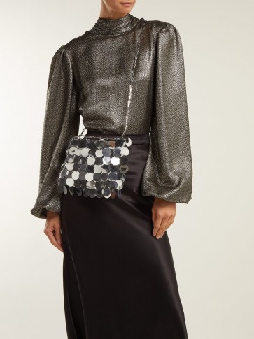 PACO RABANNE Silver Sequin-covered leather bag