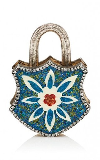 SEVAN BIÇAKÇI Turquoise Shield Padlock and pavé diamond Pendant / stunning handcrafted jewellery - flipped