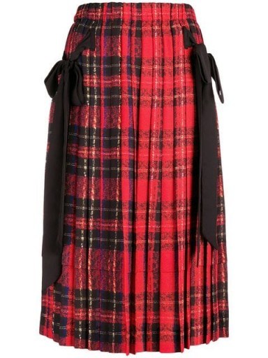SIMONE ROCHA Red tartan pleated bow skirt - flipped